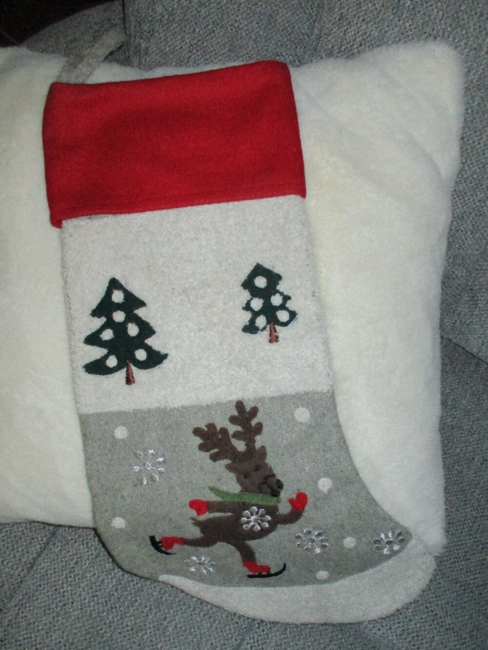 cupcakes & cashmere Fun Festive Skating Reindeer Stocking